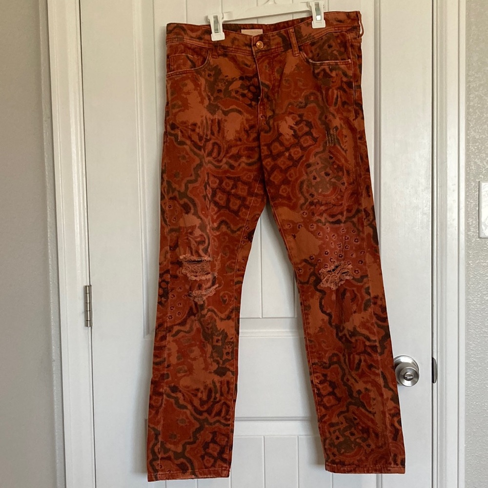 Pilcro Anthropologie Red Boho Distressed Jeans Size 29